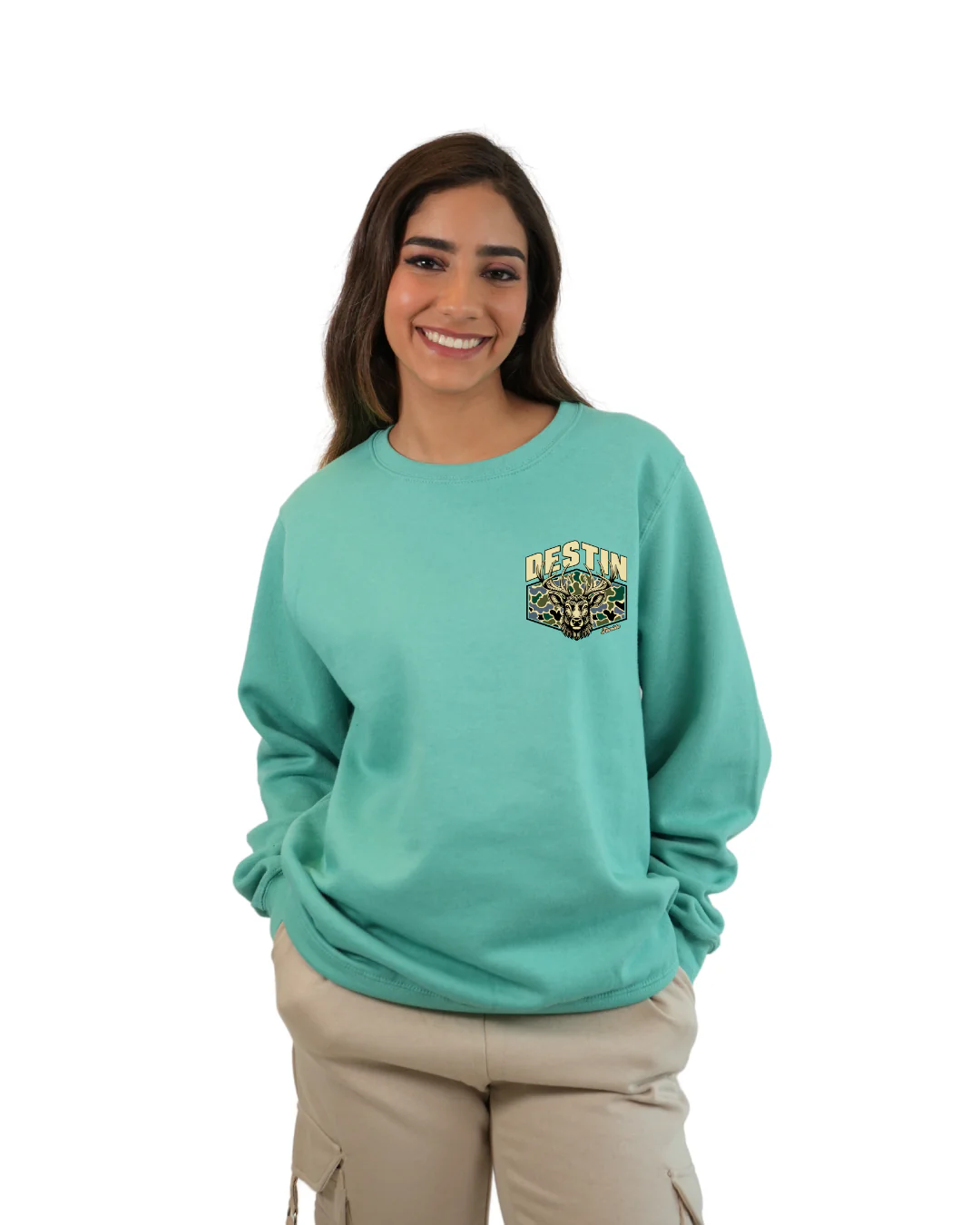 Destin Deer Women Crewneck – Camouflage Edition - Image 4