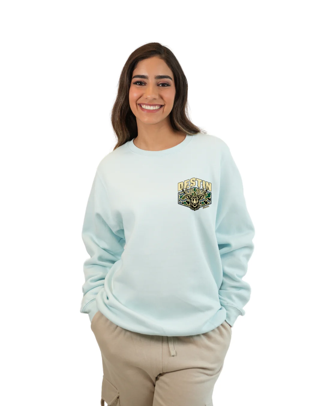 Destin Deer Women Crewneck – Camouflage Edition - Image 6