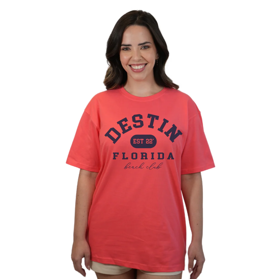 Destin Florida Combed Cotton Women T-Shirt with a Front Est. 22 Beach Club Design Style CC1000 - Image 11