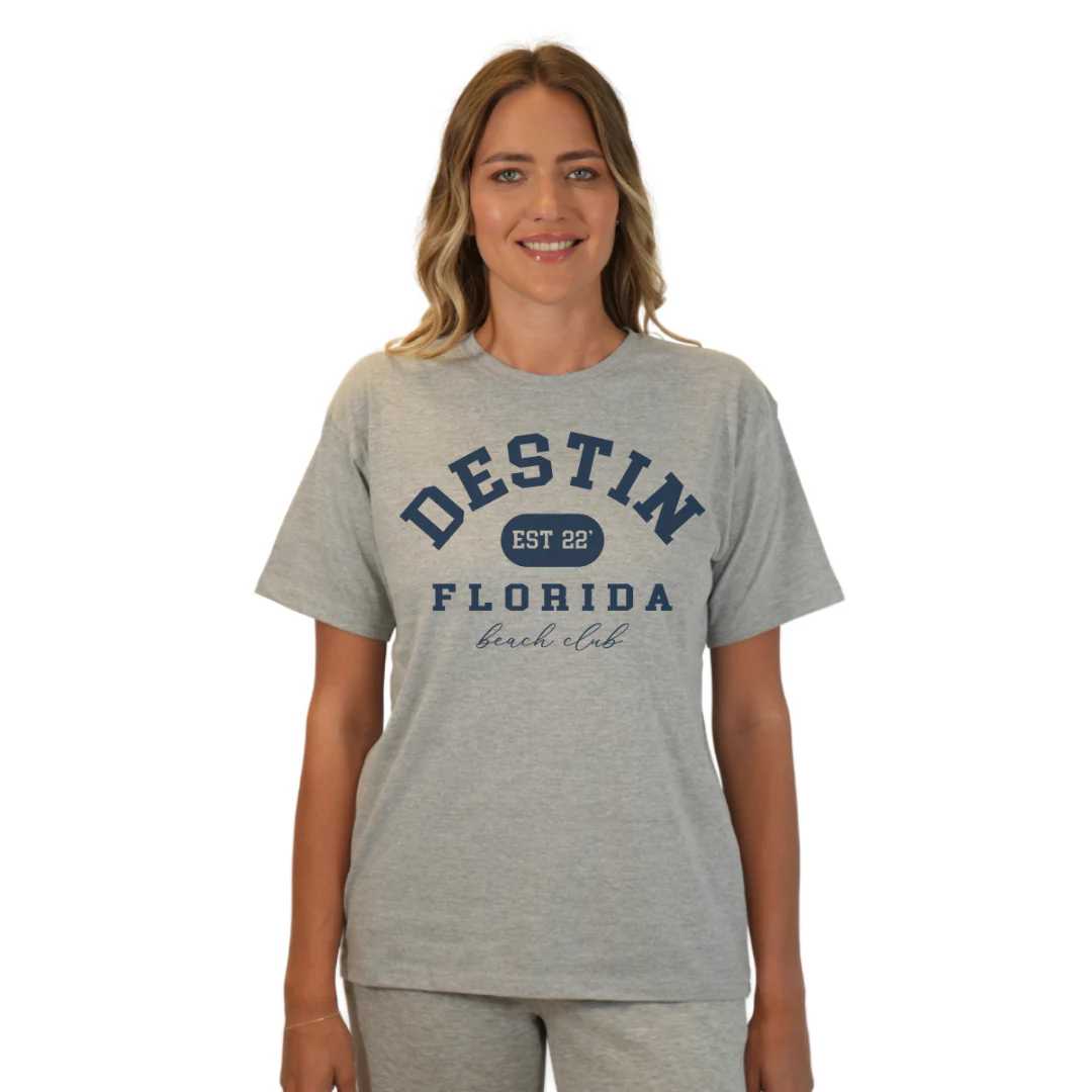 Destin Florida Combed Cotton Women T-Shirt with a Front Est. 22 Beach Club Design Style CC1000 - Image 5