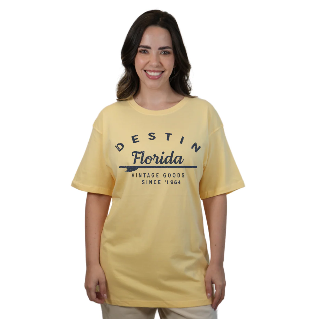 Destin Florida Combed Cotton Women T-Shirt with a Front Arrow Vintage Goods Since 1984 Design Style CC1000 - Image 3