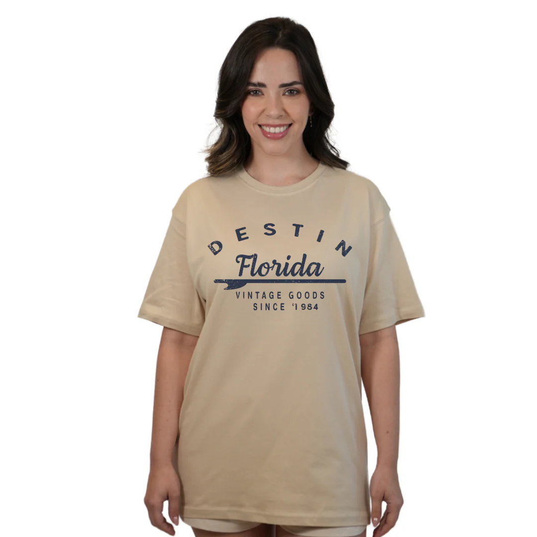 Destin Florida Combed Cotton Women T-Shirt with a Front Arrow Vintage Goods Since 1984 Design Style CC1000 - Image 4