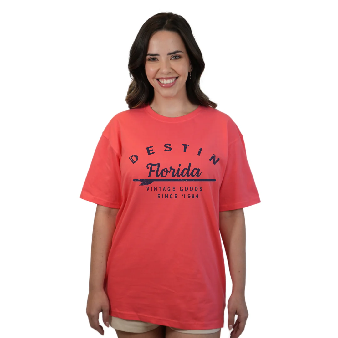 Destin Florida Combed Cotton Women T-Shirt with a Front Arrow Vintage Goods Since 1984 Design Style CC1000 - Image 7