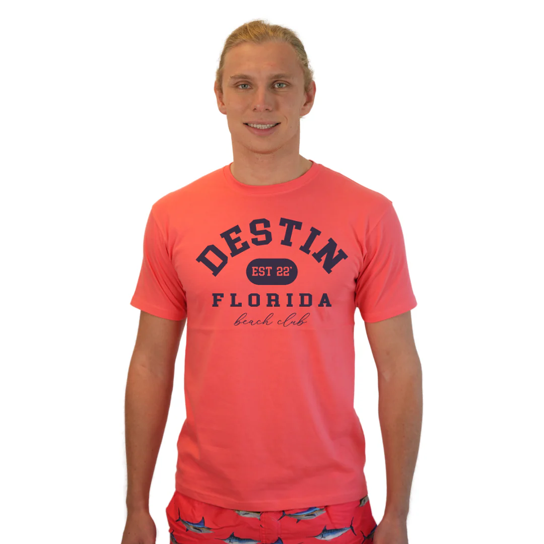 Destin Florida Combed Cotton Men T-Shirt with a Front Est. 22 Beach Club Design Style CC1000 - Image 7