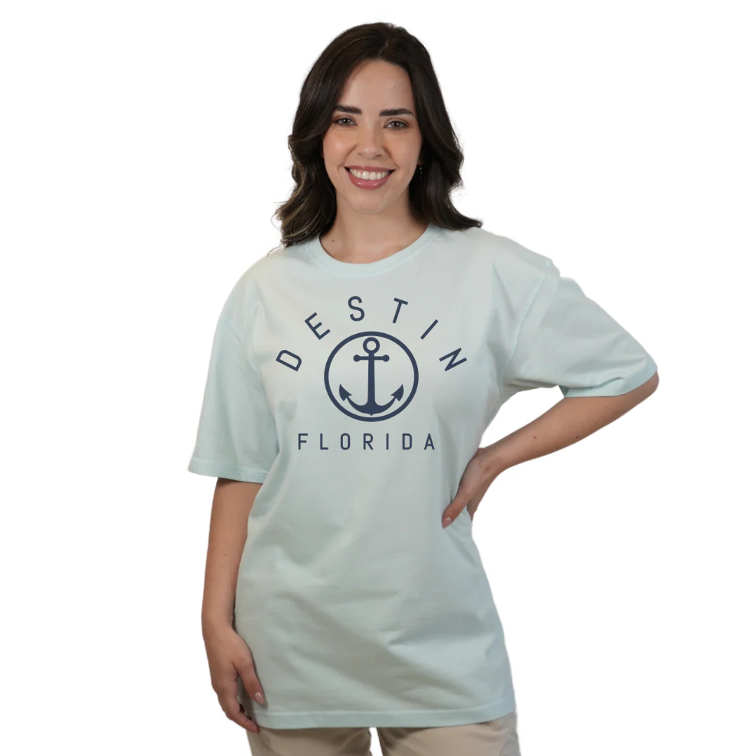 Destin Florida Combed Cotton Women T-Shirt with a Front Nautical Design Style CC1000 - Image 3