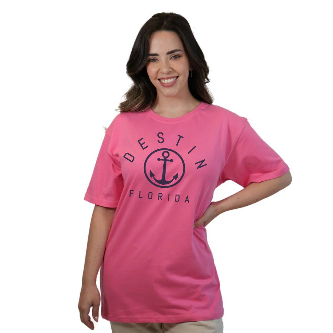 Destin Florida Combed Cotton Women T-Shirt with a Front Nautical Design Style CC1000 - Image 5