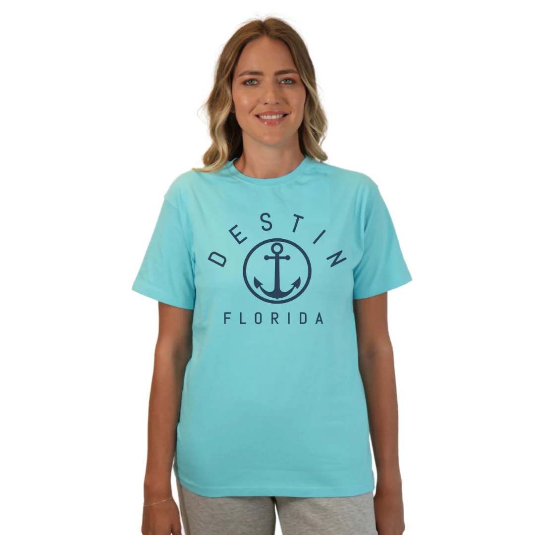 Destin Florida Combed Cotton Women T-Shirt with a Front Nautical Design Style CC1000 - Image 9