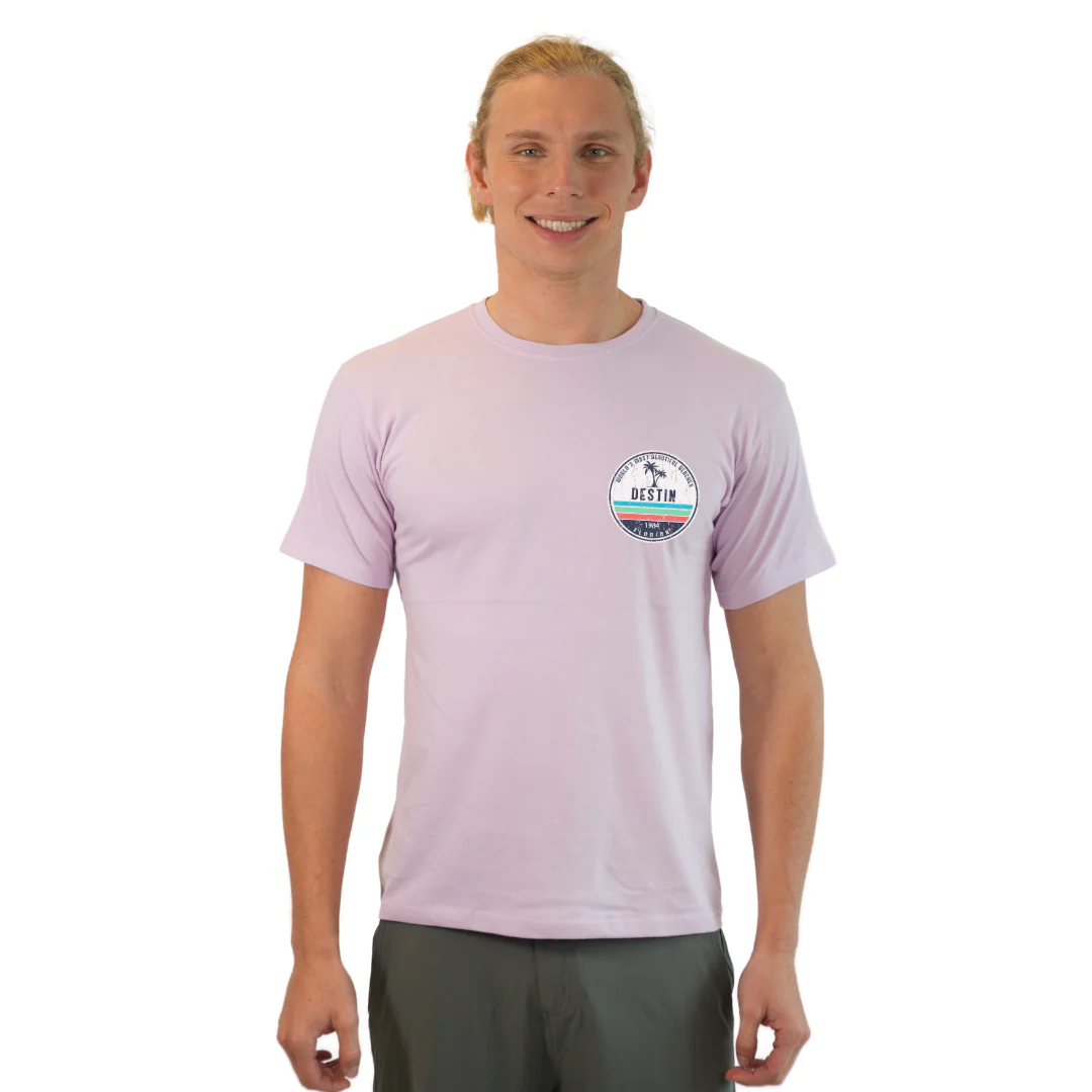 Destin Florida Combed Cotton Men T-Shirt with a Front Pocket Design and back big circle 2 Palm Trees 1915 Design Style CC1000 - Image 19