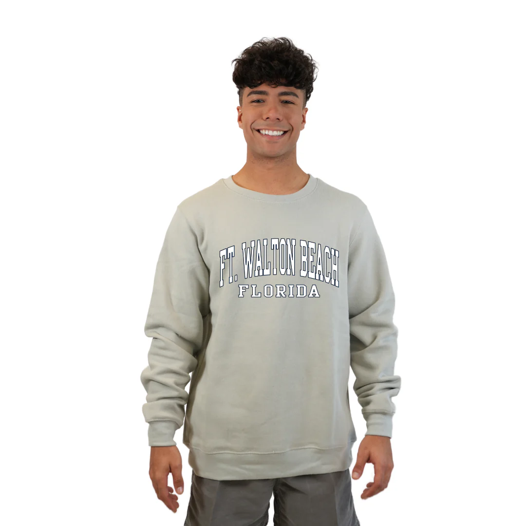 Ft. Walton Beach Fleece Crewneck Sweatshirt Men with a City Name Design Style 067 - Image 4
