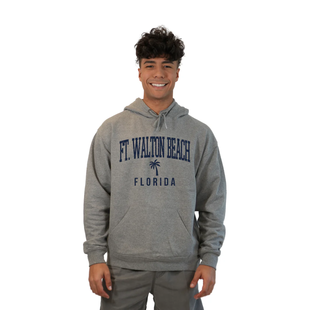 Ft. Walton Beach Pullover Hoodie Men with a City Name Blue design Style 252 - Image 6