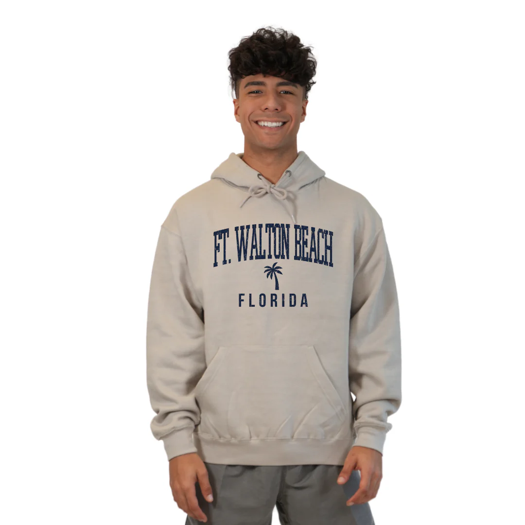 Ft. Walton Beach Pullover Hoodie Men with a City Name Blue design Style 252 - Image 7