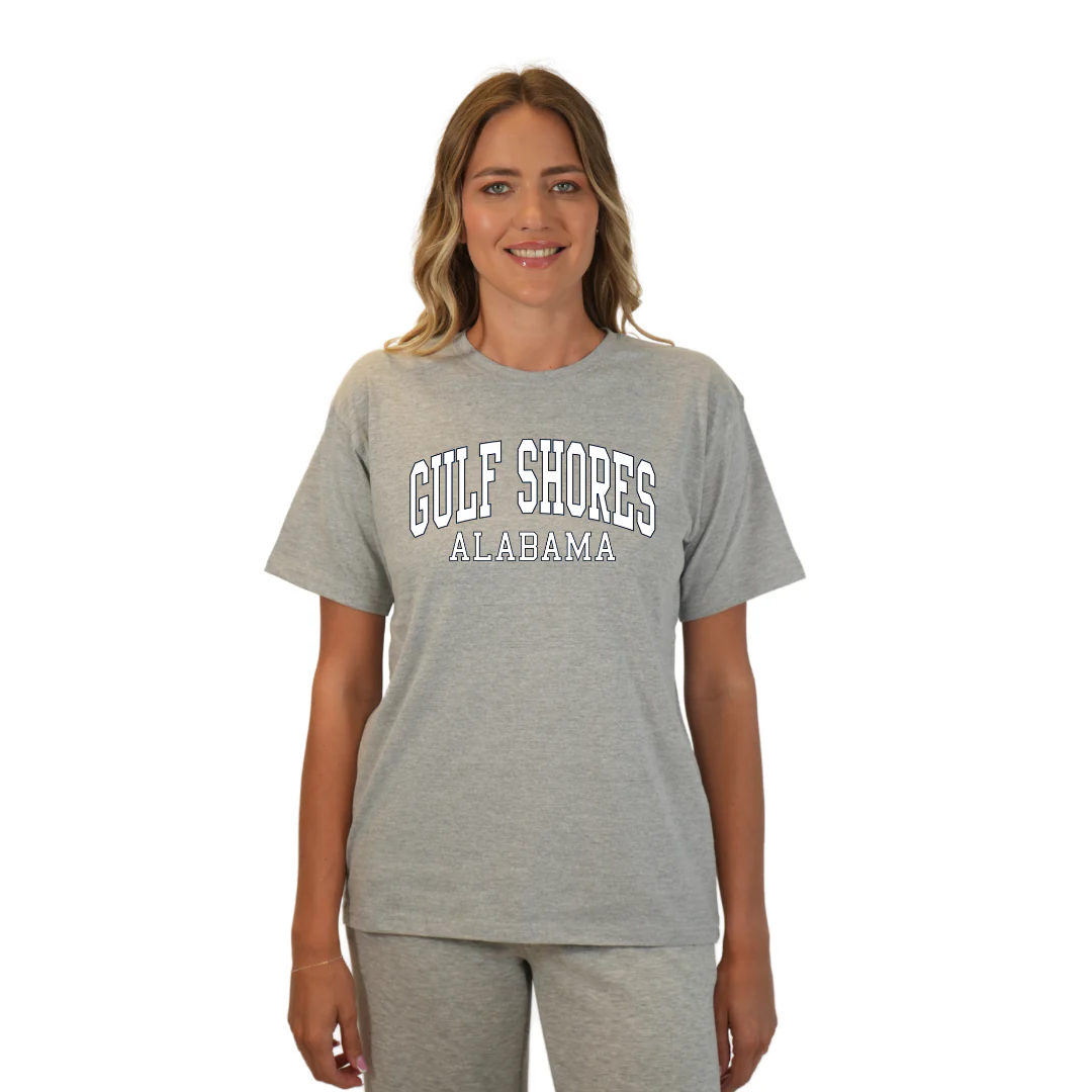 Gulf Shores Alabama Combed Cotton Women T-Shirt with White City Name Style CC1000 - Image 6