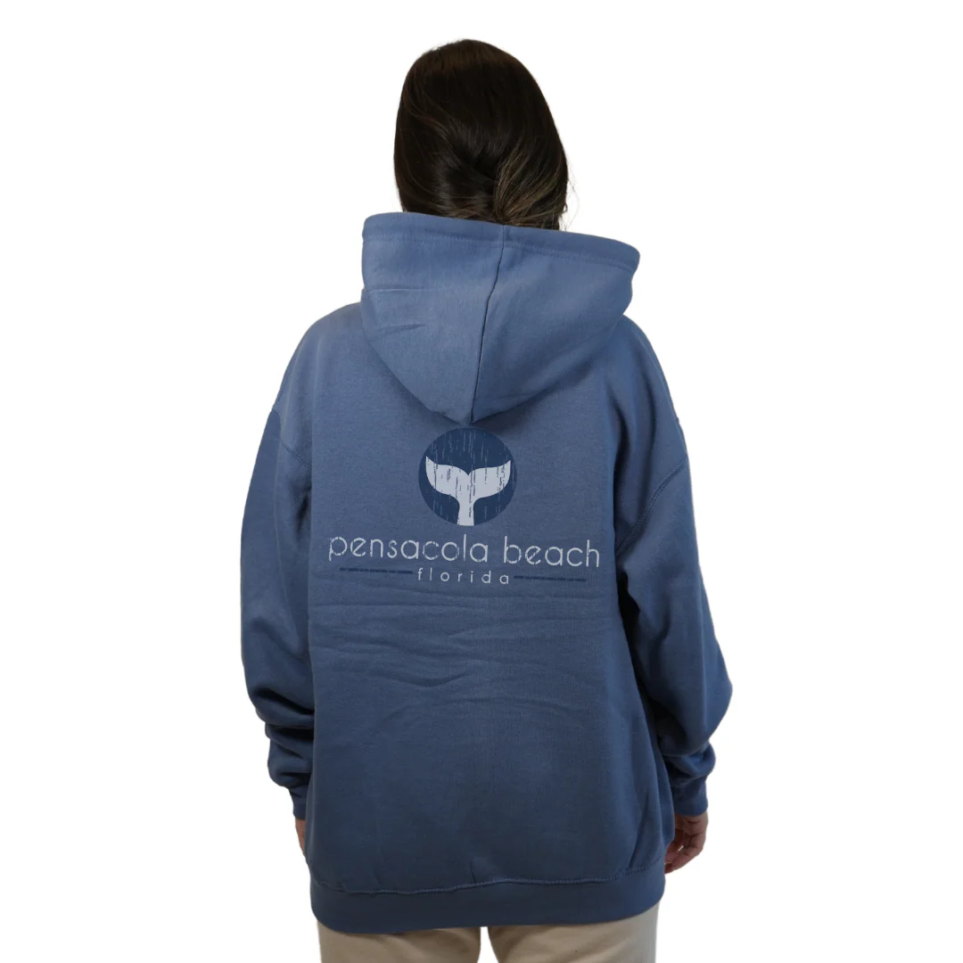 Pensacola Beach Pullover Hoodie Women with front Whale Tale pocket design and back big  Whale Tale Design Style 252 - Image 6