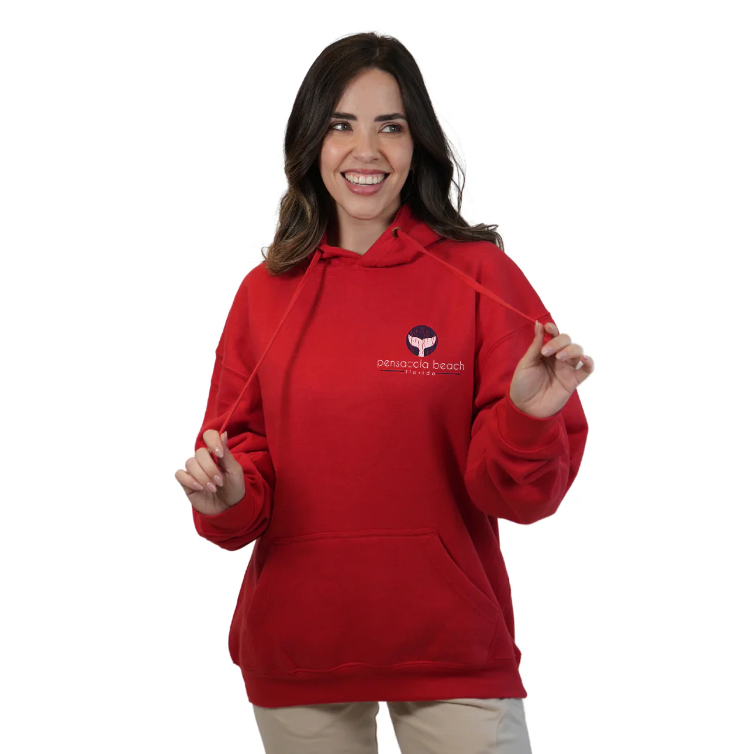 Pensacola Beach Pullover Hoodie Women with front Whale Tale pocket design and back big  Whale Tale Design Style 252 - Image 7