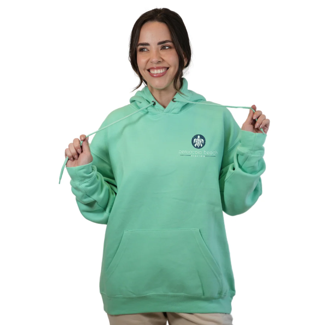 Pensacola Beach with front SeaTurtle's pocket design and back big SeaTurtle's Design Pullover Hoodie Women Style 252 - Image 3