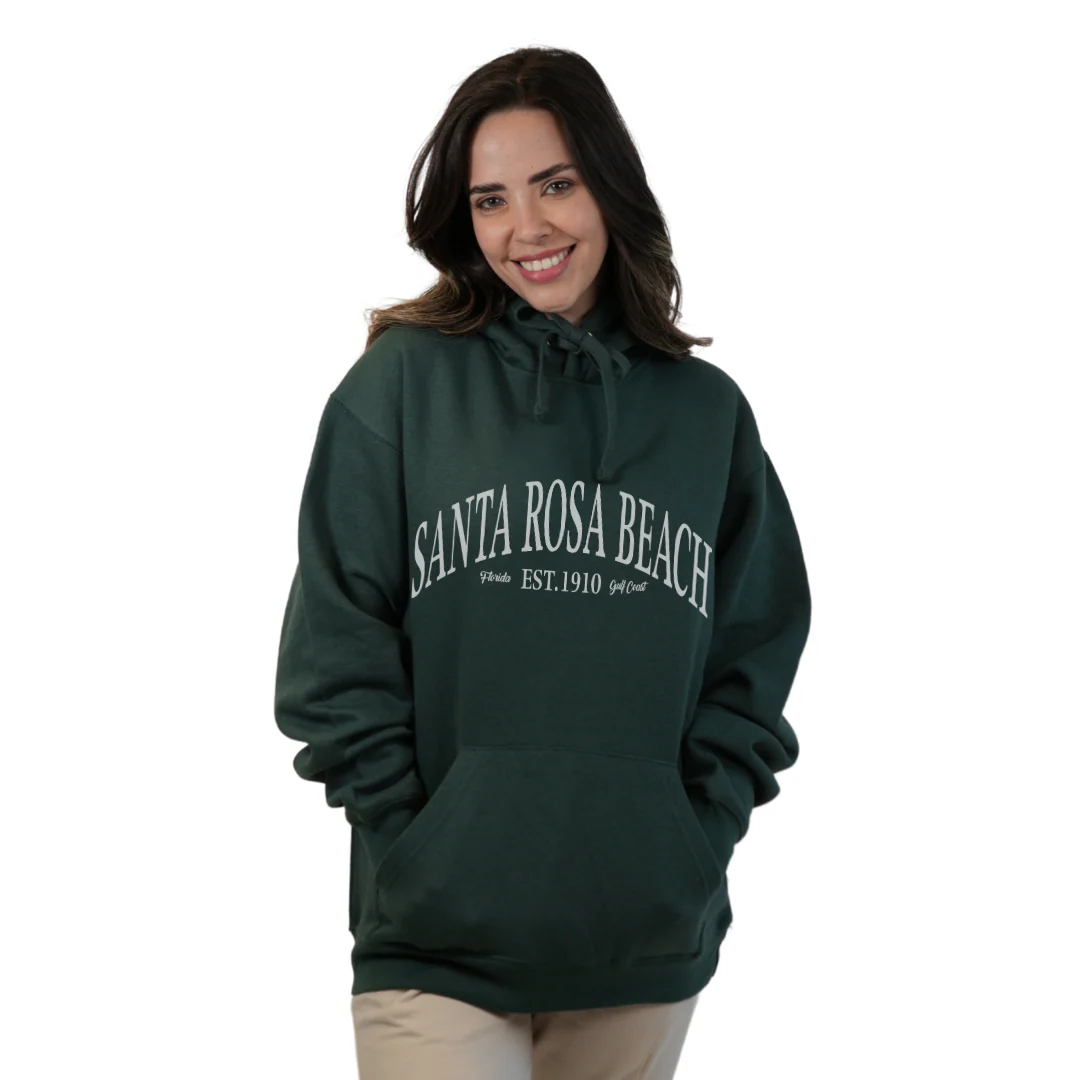 Santa Rosa Beach Pullover Hoodie Women with Big Front White Letters Design Style 252 - Image 11
