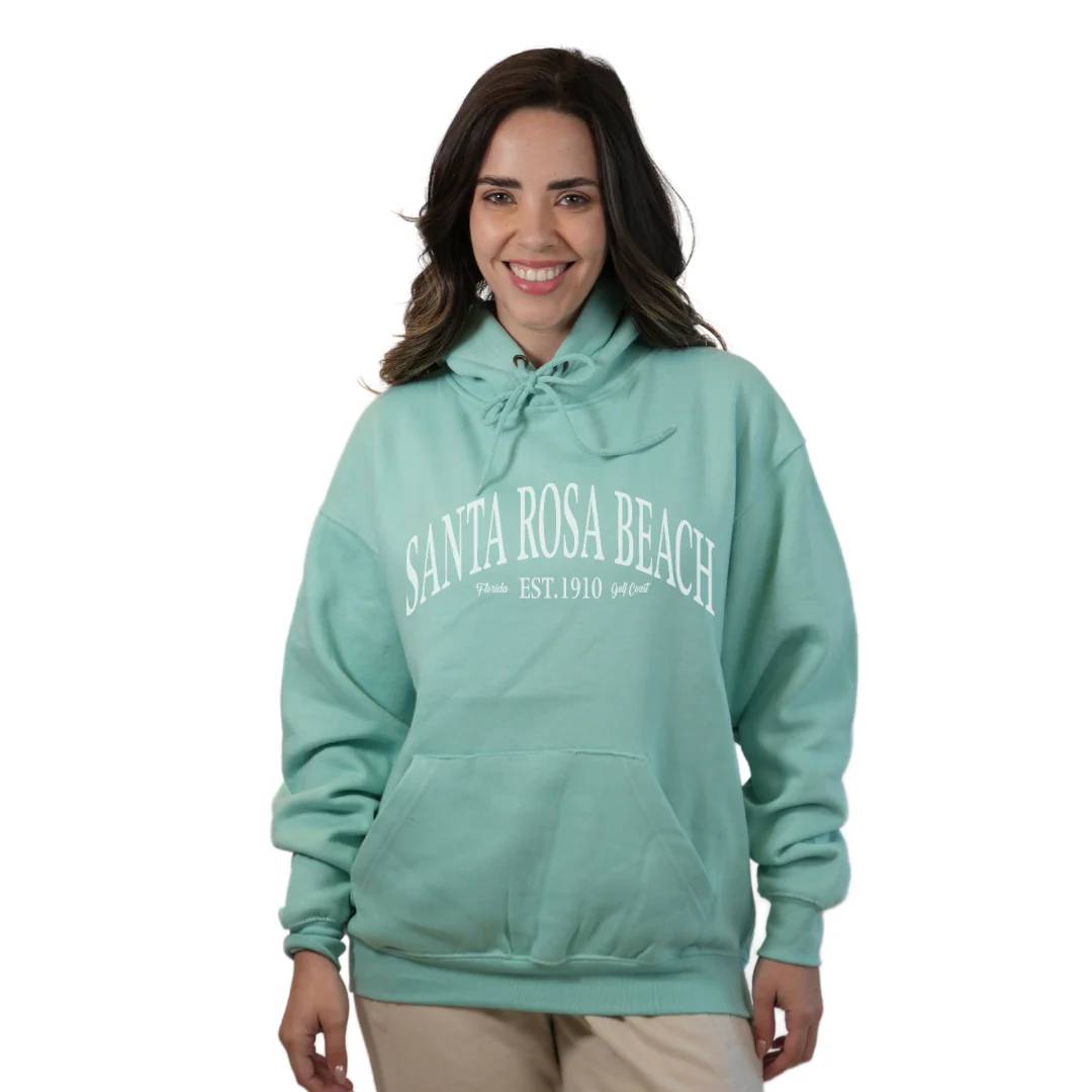 Santa Rosa Beach Pullover Hoodie Women with Big Front White Letters Design Style 252 - Image 12