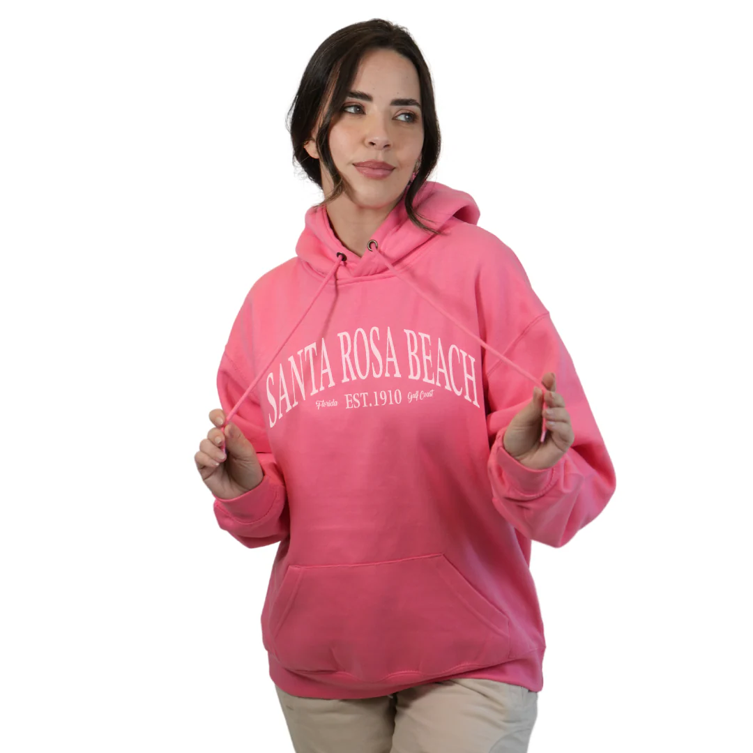 Santa Rosa Beach Pullover Hoodie Women with Big Front White Letters Design Style 252 - Image 4